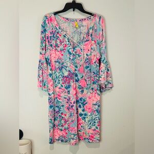 Lilly Pulitzer Pink and Blue Floral Long Sleeve Dress